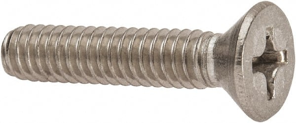 Value Collection - 1/4-20 UNC, 1-1/4" OAL Phillips Drive Machine Screw - Flat Head, Grade 316 Stainless Steel, Uncoated, Without Washer - Exact Tooling
