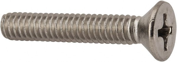 Value Collection - 1/4-20 UNC, 1-1/2" OAL Phillips Drive Machine Screw - Flat Head, Grade 316 Stainless Steel, Uncoated, Without Washer - Exact Tooling