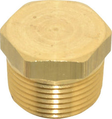 Eaton - 3/4 Male Thread, Brass Industrial Pipe Hex Head Plug - MNPTF, 1,200 psi - Exact Tooling