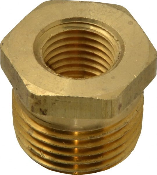 Eaton - 1/2 Male Thread x 1/4 Female Thread, Brass Industrial Pipe Hex Bushing - Exact Tooling