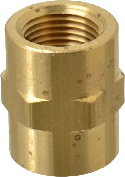 Eaton - 3/8 Female Thread, Brass Industrial Pipe Coupling - Exact Tooling