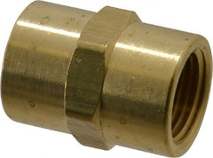Eaton - 1/2 Female Thread, Brass Industrial Pipe Coupling - FNPTF, 1,200 psi - Exact Tooling