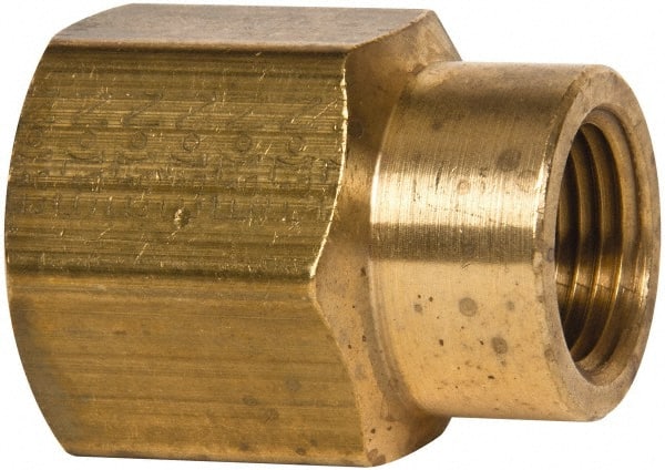 Eaton - 1/2 x 3/8 Female Thread, Brass Industrial Pipe Coupling - Exact Tooling