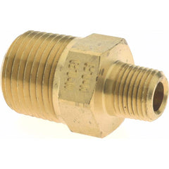 Eaton - 3/8 x 1/8 Male Thread, Brass Industrial Pipe Hex Nipple - Exact Tooling