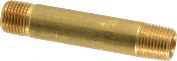 Eaton - 1/8 Male Thread, Brass Industrial Pipe Long Nipple - MNPTF, 1,200 psi - Exact Tooling