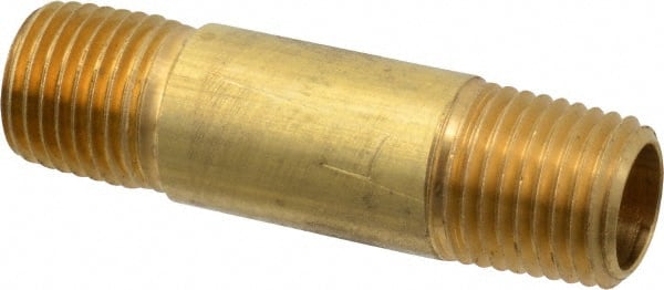 Eaton - 1/4 Male Thread, Brass Industrial Pipe Long Nipple - MNPTF, 1,200 psi - Exact Tooling