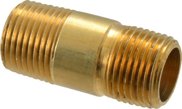 Eaton - 3/8 Male Thread, Brass Industrial Pipe Long Nipple - Exact Tooling