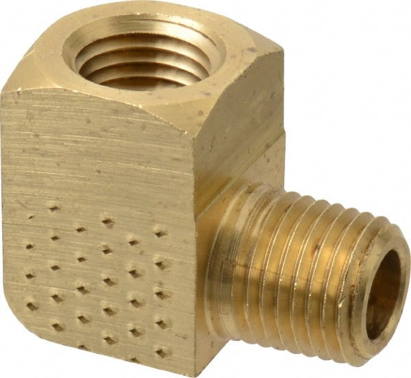 Eaton - 1/4 Male Thread x 1/4 Female Thread, Brass Industrial Pipe 90° Street Elbow - MNPTF x FNPTF, 1,200 psi - Exact Tooling