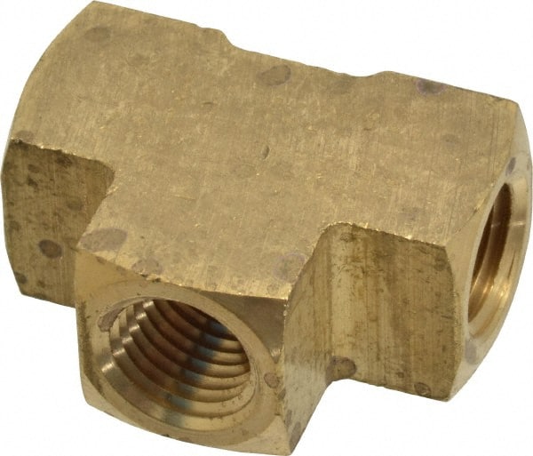 Eaton - 1/4 Female Thread, Brass Industrial Pipe Female Tee - FNPTF, 1,200 psi - Exact Tooling