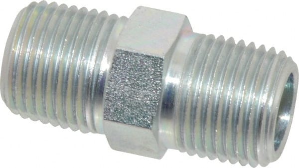 Eaton - 1/2 Male Thread, Steel Industrial Pipe Hex Nipple - MNPT, 6,000 psi - Exact Tooling