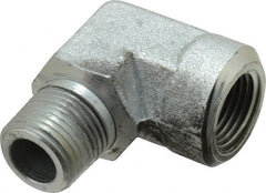 Eaton - 3/8 Male Thread x 3/8 Female Thread, Steel Industrial Pipe 90° Street Elbow - MNPT x FNPT, 5,000 psi - Exact Tooling