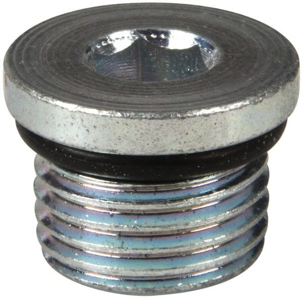 Eaton - 3/8 Male Thread, Steel Industrial Pipe Hex Socket Plug - Male Straight Thread O-Ring, 6,000 psi - Exact Tooling