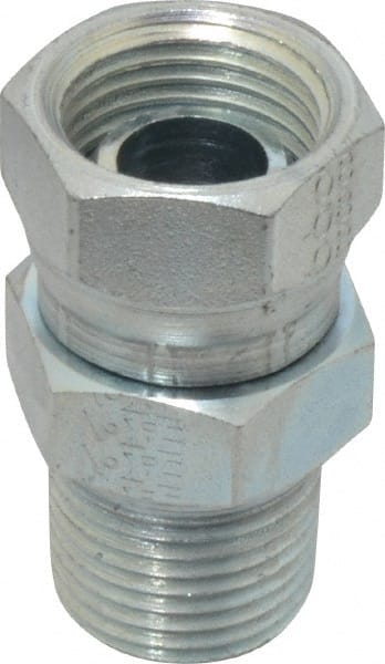 Eaton - 1/2-14 Male Thread x 1/2-14 Female Thread, Steel Industrial Pipe Adapter - MNPT x FNPSM, 2,500 psi - Exact Tooling