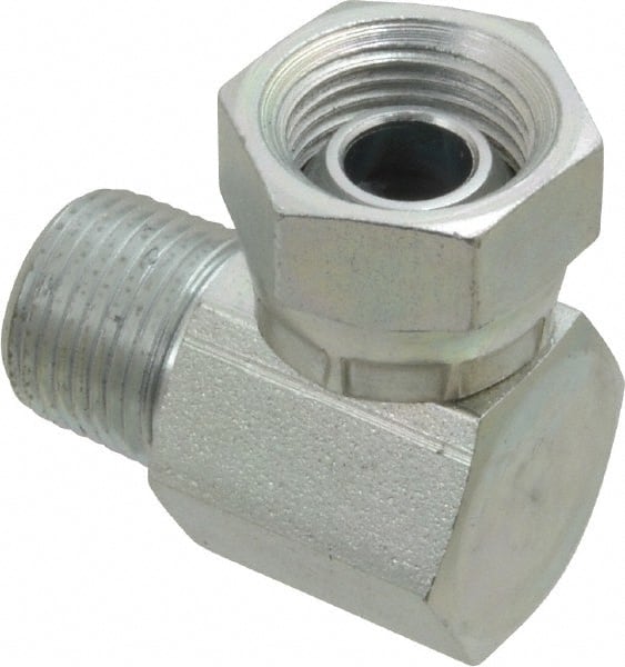 Weatherhead - 3/8-18 Male Thread x 3/8-18 Female Thread, Steel Industrial Pipe 90° Elbow Adapter - FNPSM x MNPT, 2,500 psi - Exact Tooling