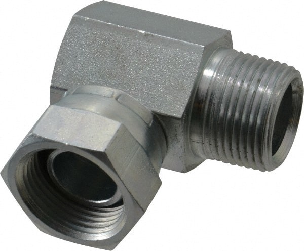 Weatherhead - 3/4-14 Male Thread x 3/4-14 Female Thread, Steel Industrial Pipe 90° Elbow Adapter - FNPSM x MNPT, 2,500 psi - Exact Tooling