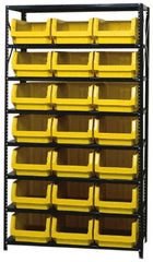 Quantum Storage - 3,325 Lb Capacity, 18" Deep x 42" Wide x 75" High, Steel Pick Rack - 21 Black Polyethylene Bins - Exact Tooling