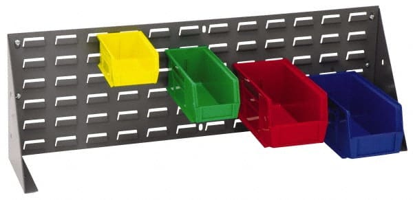 Quantum Storage - 24 Bin Bench Rack Unit with Bins - 27 Inch Overall Width x 8 Inch Overall Depth x 21 Inch Overall Height, Yellow Polypropylene / Polyethylene Bins - Exact Tooling