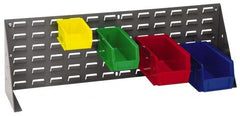 Quantum Storage - 24 Bin Bench Rack Unit with Bins - 27 Inch Overall Width x 8 Inch Overall Depth x 21 Inch Overall Height, Red Polypropylene / Polyethylene Bins - Exact Tooling
