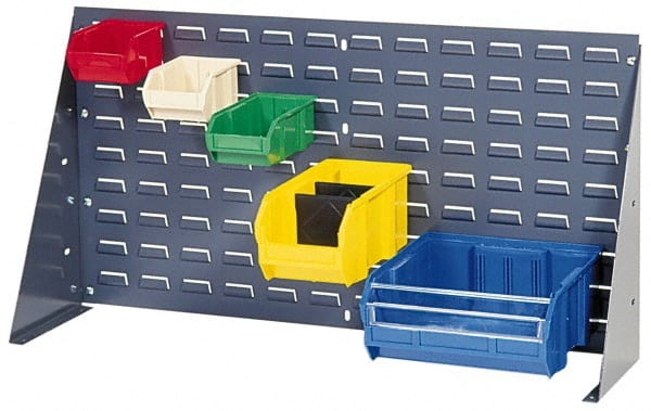 Quantum Storage - 360 Lb Capacity, 8" Deep x 27" Wide x 21" High, Steel Bench Rack - 1 Side, 12 Green Polyethylene/Polypropylene Bins, 5-1/2" Bin Width x 5" Bin Height x 10-7/8" Bin Depth - Exact Tooling