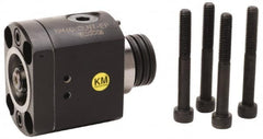 Kennametal - Neutral Cut, KM50 Modular Connection, Adapter/Mount Lathe Modular Clamping Unit - 50.01mm Square Shank Diam, 4.593" OAL, Through Coolant, Series CLNT-EF Flange Mount Top Access - Exact Tooling