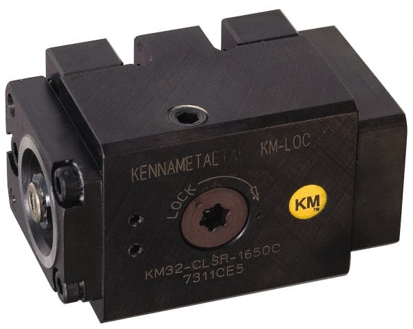 Kennametal - Right Hand Cut, KM32 Modular Connection, Square Shank Lathe Modular Clamping Unit - 1.89" Square Shank Length, 1-1/2" Square Shank Width, 3.122" OAL, Through Coolant, Series CLSR Square Shank - Exact Tooling