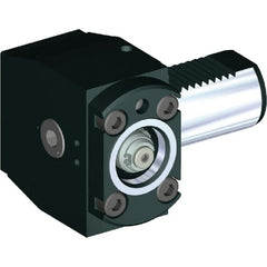 Kennametal - Right Hand Cut, KM50 Modular Connection, Adapter/Mount Lathe Modular Clamping Unit - 50.01mm Square Shank Diam, 5.432" OAL, Through Coolant, Series CLRR VDI Right Angle - Exact Tooling