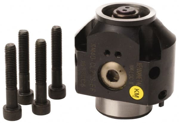 Kennametal - Neutral Cut, KM40 Modular Connection, Adapter/Mount Lathe Modular Clamping Unit - 40.01mm Square Shank Diam, 2.765" OAL, Through Coolant, Series CL2NS-EF Flange Mount Side Access - Exact Tooling