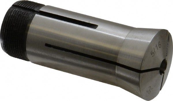 Interstate - 5/16 Inch 5C Round Collet - 3.28" Overall Length, 1.041-24 Internal Thread Size, Steel, 0.0005 Inch TIR - Exact Tooling