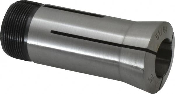 Interstate - 51/64 Inch 5C Round Collet - 3.28" Overall Length, 1.041-24 Internal Thread Size, Steel, 0.0005 Inch TIR - Exact Tooling