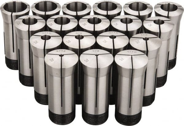 Interstate - 18 Piece, 1/16" to 1-1/8" Capacity, 5C Round Collet Set - 0.0005" TIR - Exact Tooling