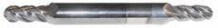 Accupro - 9/32" Diam, 11/16" LOC, 4 Flute Solid Carbide Ball End Mill - AlTiN Finish, Double End, 3-1/2" OAL, 3/8" Shank Diam, Spiral Flute - Exact Tooling