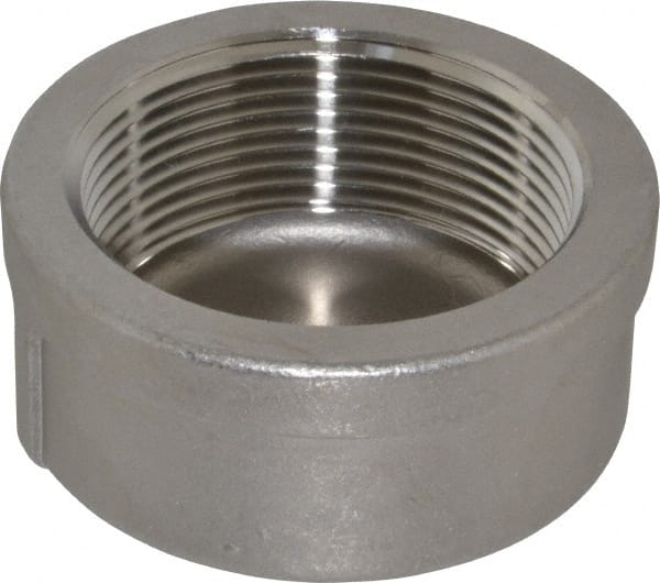 Merit Brass - 2-1/2" Grade 304 Stainless Steel Pipe End Cap - FNPT End Connections, 150 psi - Exact Tooling