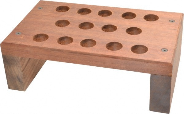 Made in USA - 14 Collet, R8 Wood Collet Rack and Tray - 6 Inch Wide x 3-3/8 Inch High x 10 Inch Long - Exact Tooling