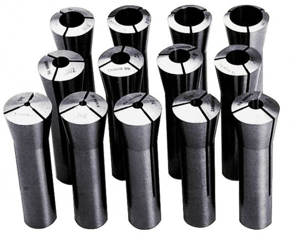 Interstate - 13 Piece, 1/8" to 7/8" Capacity, R8 Collet Set - 0.0007" TIR - Exact Tooling