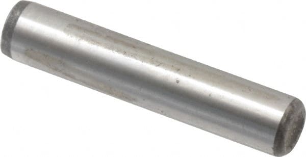 Value Collection - 1/4" Diam x 1-1/4" Pin Length Alloy Steel Oversized Dowel Pin - C 50-58 Hardness, 12,800 Lb Breaking Strength, 1 Beveled & 1 Rounded End - Exact Tooling
