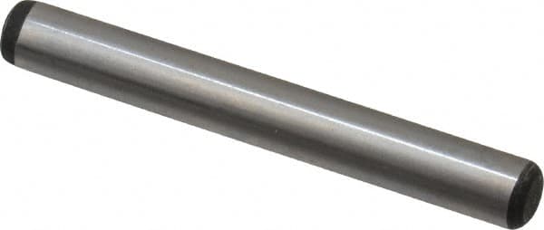 Value Collection - 1/4" Diam x 2" Pin Length Alloy Steel Oversized Dowel Pin - C 50-58 Hardness, 12,800 Lb Breaking Strength, 1 Beveled & 1 Rounded End - Exact Tooling