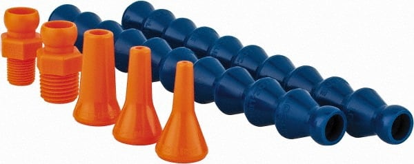 Loc-Line - 13" Hose Length, 1/16, 1/4 & 1/8" Nozzle Diam, 1/4" Hose ID, Coolant Hose Kit - 1/8 & 1/4" NPT For Loc-Line Modular Hose Systems - Exact Tooling