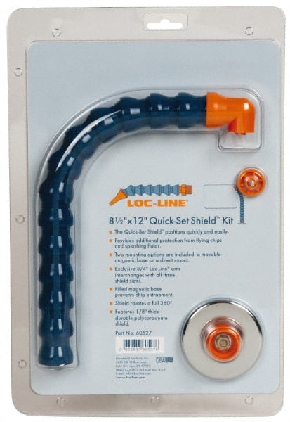 Loc-Line - Polycarbonate Flat Base & Shield - 8-1/2" Wide x 12" Long x 1/8" Thick, 14" Arm Reach, Magnetic/Bracket Base, For General Purpose Use - Exact Tooling