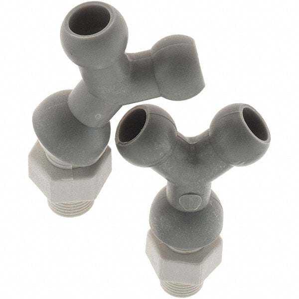 Cedarberg - 1/4" Hose Inside Diam, NPT Thread, Coolant Hose Y-Fitting - 1/8" Thread, Male to Male, for Use with Snap Together Hose System, 2 Pieces - Exact Tooling