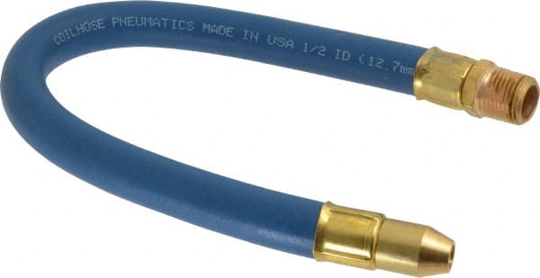Coilhose Pneumatics - 18" Hose Length, 1/2" Nozzle Diam, 1/2" Hose ID, Coolant Hose - 1/2" NPT For Mist Coolant Systems - Exact Tooling