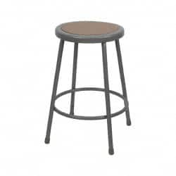 NPS - 24 Inch High, Stationary Fixed Height Stool - Hardboard Seat, Gray and Brown - Exact Tooling