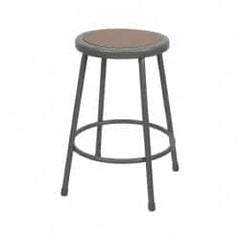 NPS - 24 Inch High, Stationary Fixed Height Stool - Hardboard Seat, Gray and Brown - Exact Tooling