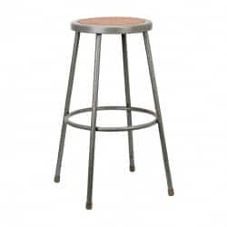 NPS - 30 Inch High, Stationary Fixed Height Stool - Hardboard Seat, Gray and Brown - Exact Tooling