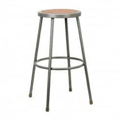 NPS - 30 Inch High, Stationary Fixed Height Stool - Hardboard Seat, Gray and Brown - Exact Tooling