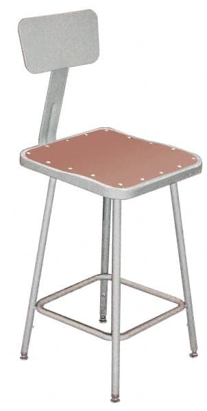 NPS - 24 to 32 Inch High, Stationary Adjustable Height Stool - Hardboard Seat, Gray - Exact Tooling