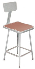 NPS - 24 to 32 Inch High, Stationary Adjustable Height Stool - Hardboard Seat, Gray - Exact Tooling