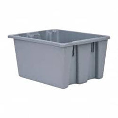 Rubbermaid - 1.3 Cu Ft, 100 Lb Load Capacity Gray Polyethylene Tote Container - Stacking, Nesting, 19-1/2" Long x 15-1/2" Wide x 10" High - Exact Tooling