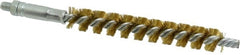 Schaefer Brush - 4" Brush Length, 9/16" Diam, Double Stem, Single Spiral Tube Brush - 6-1/4" Long, Brass, 1/4-28 Male Connection - Exact Tooling