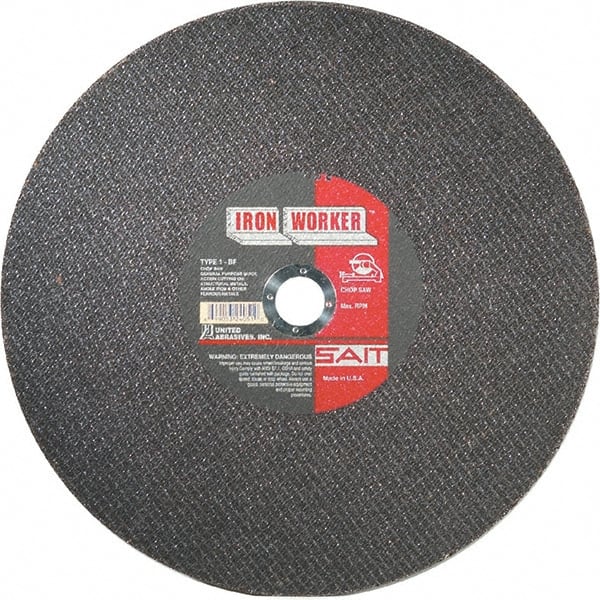 Sait - 14" Aluminum Oxide Cutoff Wheel - 3/32" Thick, 1" Arbor, 4,400 Max RPM, Use with Chop Saws - Exact Tooling