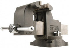 Wilton - 5" Jaw Width x 5" Jaw Opening Capacity, 3" Throat Depth, Bench & Pipe Combination Vise - 5/8 to 2-3/8" Pipe Capacity, Swivel Base, Bolt Down Attachment, Ductile Iron - Exact Tooling